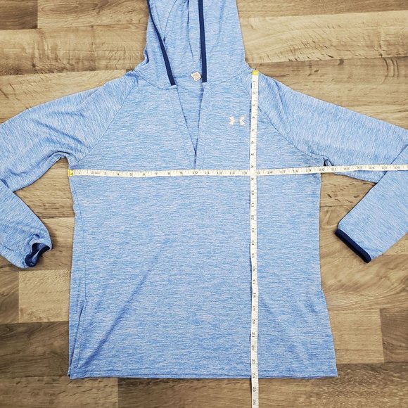 Under Armour Shirt Womens Large Blue Hoodie Loose Fit Heat Gear Hooded Athletic - Picture 7 of 9